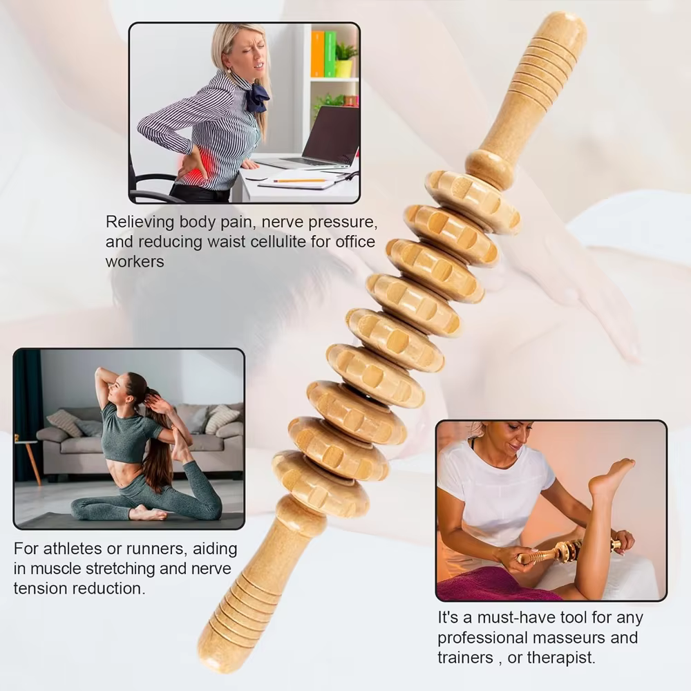 Rouleau en bois incurvé pour la Cellulite du ventre