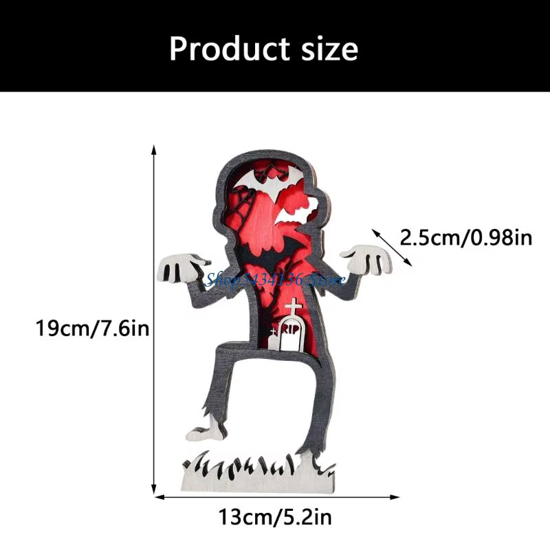 H7ed Light Up Halloween Decors en bois Halloween Signes en bois Centres table