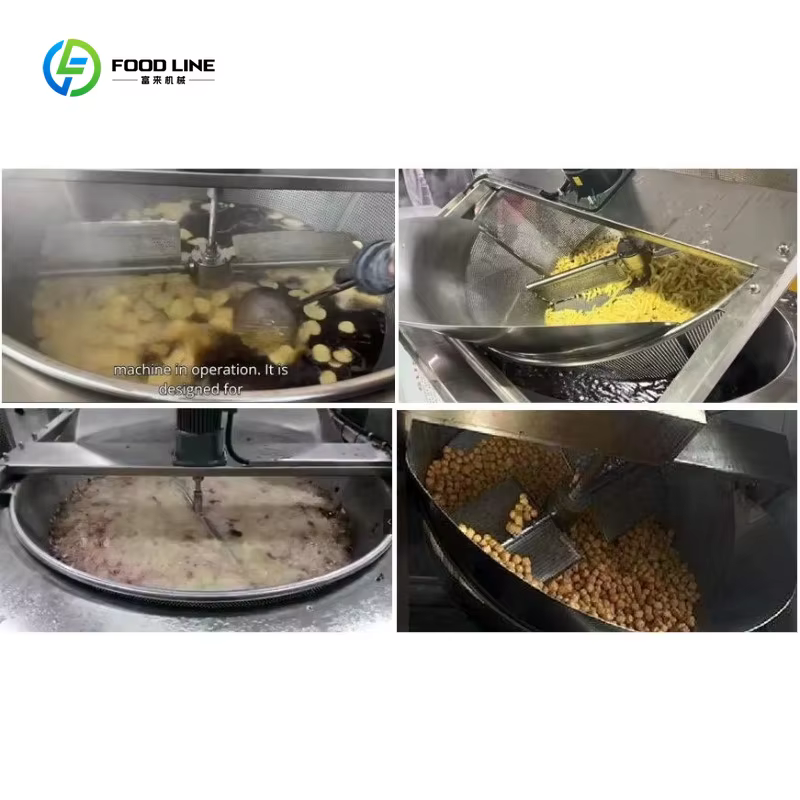 Friteuse électrique commerciale personnalisée de 450 L pour snacks frits, avec contrôle PLC automatique, pour friture à l'huile et cuisson à la wok