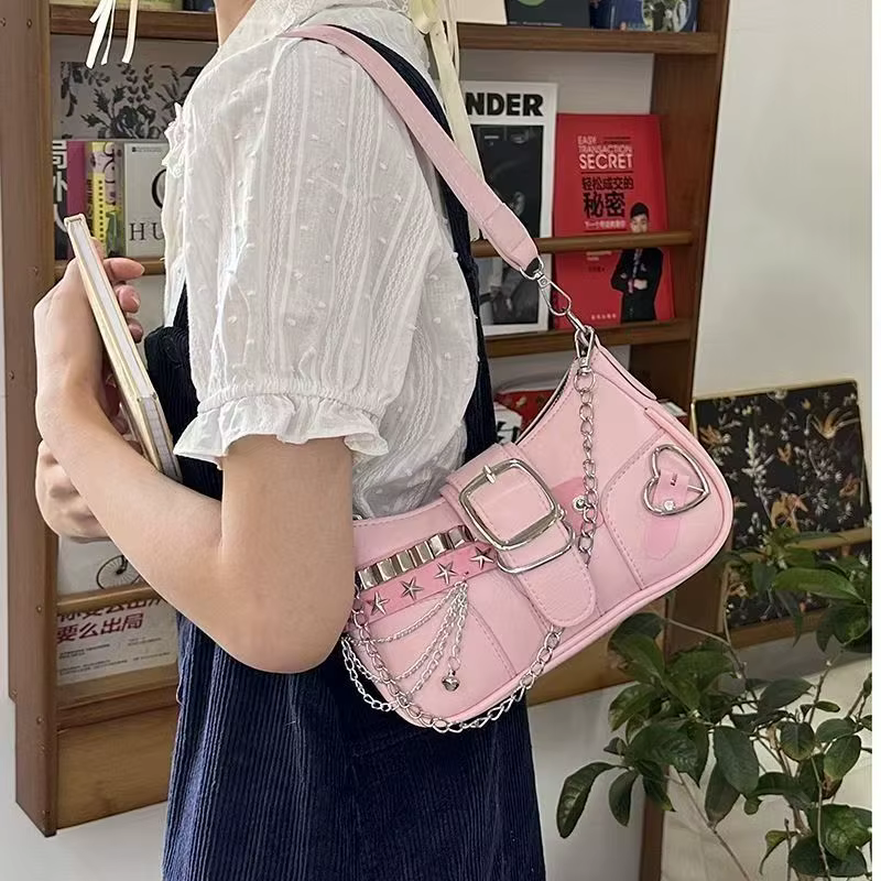 Sac à bandoulière léger en cuir PU avec sangle en chaîne, sac à main décontracté sous les bras pour les déplacements et les réunions sociales, sac à main pour femmes
