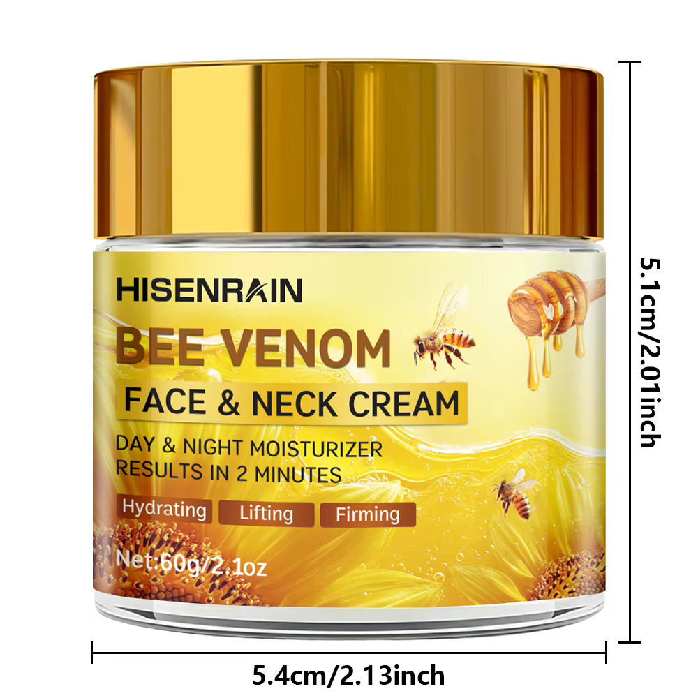 Crème HISENRAIN à la bave d'escargot et au venin d'abeille - Crème anti-âge pour le visage et le cou avec collagène et niacinamide, éclaircissante, raffermissante. Flacon en verre