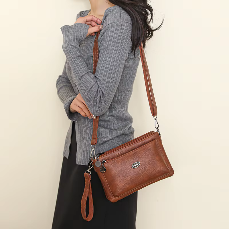 Sac à main multicouche en cuir souple pour femmes, nouvelle mode, sac pour maman moyenne et âgée, cent paires, épaule simple D, 2025