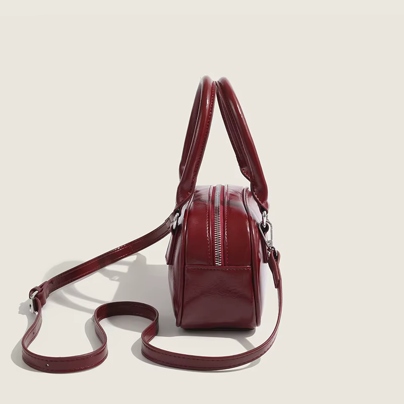Sac bandoulière rouge pour femme, version coréenne, petit sac carré de luxe, style vintage en PU