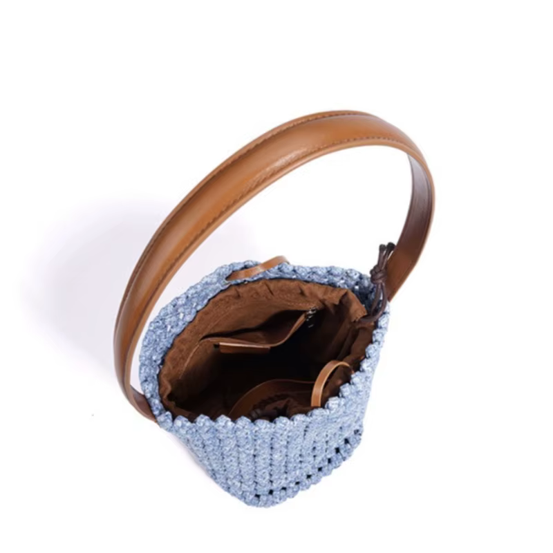 Sac seau tissé à la main pour femme, grande capacité, polyvalent, minimaliste, idéal pour les trajets quotidiens en ville