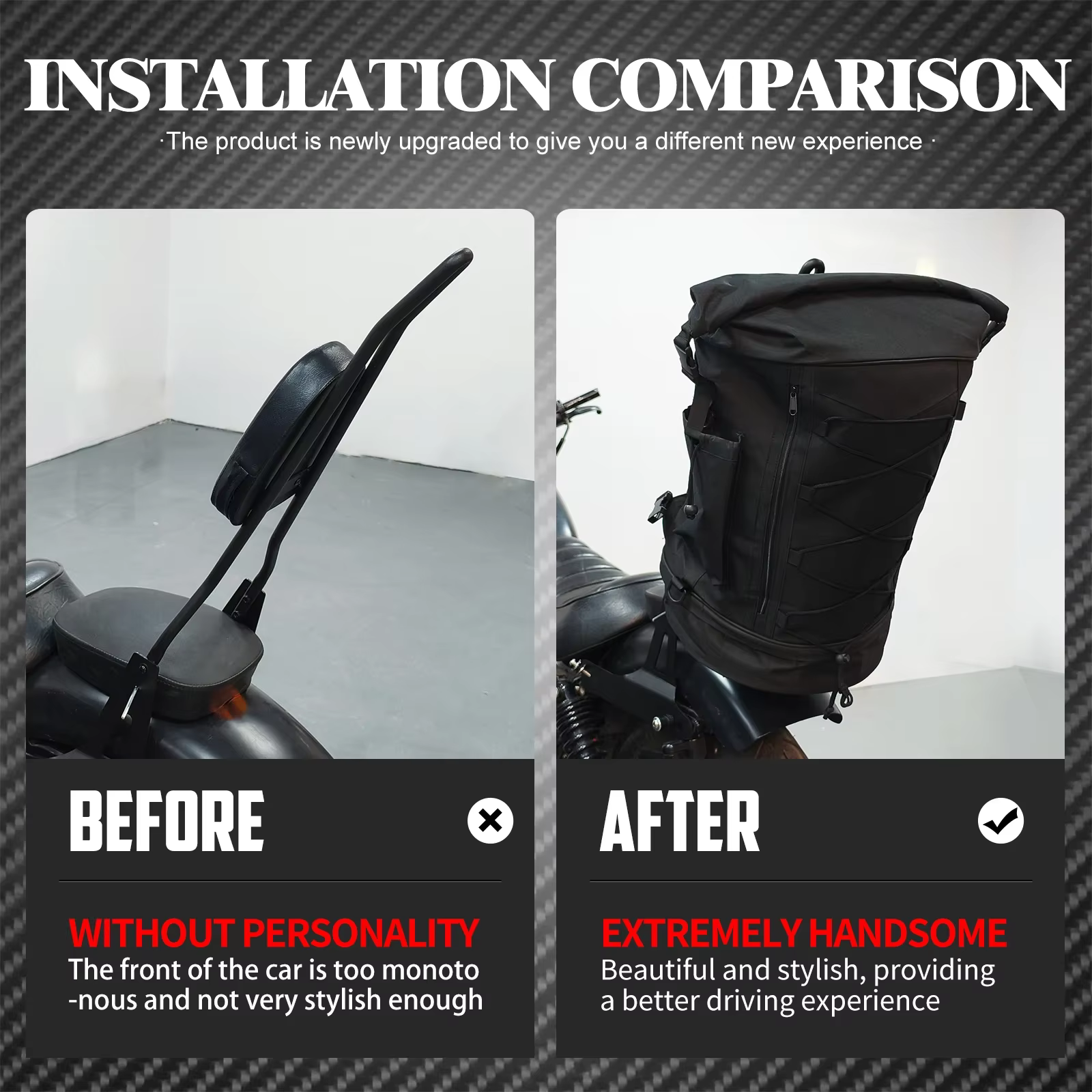 Sac à dos de bagage pour moto 50L-85L, sac de dossier avec sangles, sac de support arrière extensible universel pour la plupart des motos