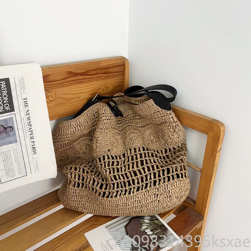 Sac à bandoulière pour femme grande capacité, tissé à la main, durable, design color block, pour voyage, travail, quotidien, vintage, élégant, décontracté