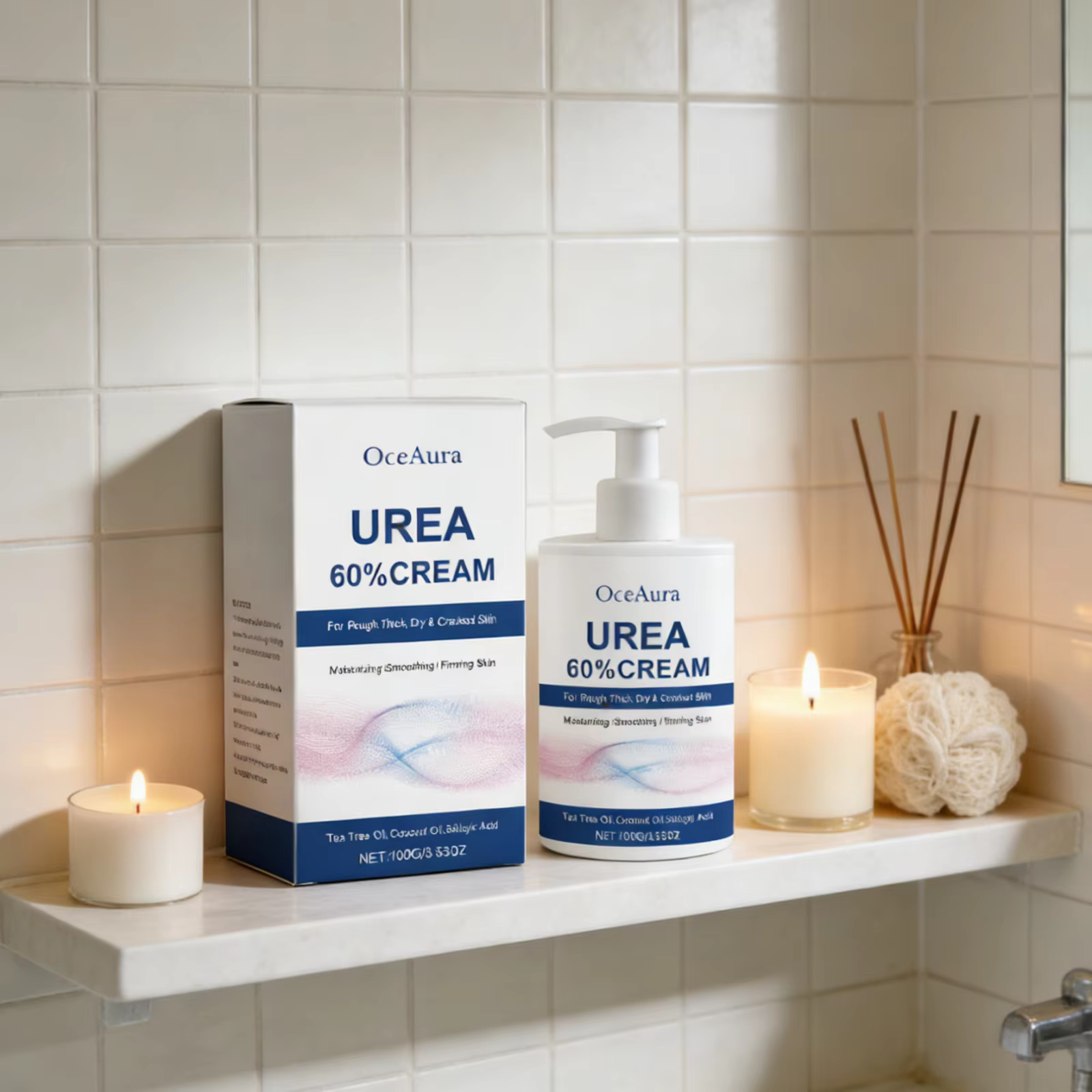 Crème pour les pieds à l'urée OceAura 60% hydratante longue durée
