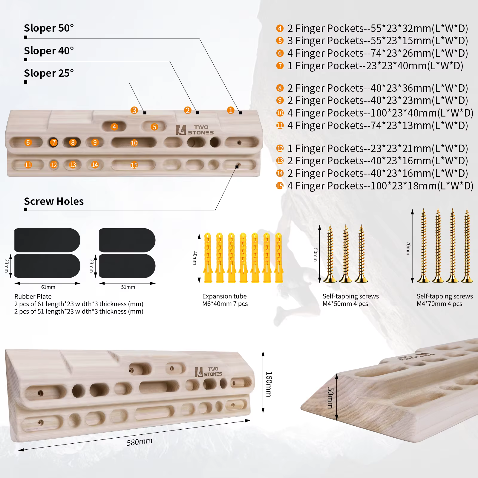Planche à doigts multifonctionnelle en bois, Hangboard, Entraînement de la préhension, Utilisée pour renforcer la force des doigts, Entraînement en intérieur, Exercice
