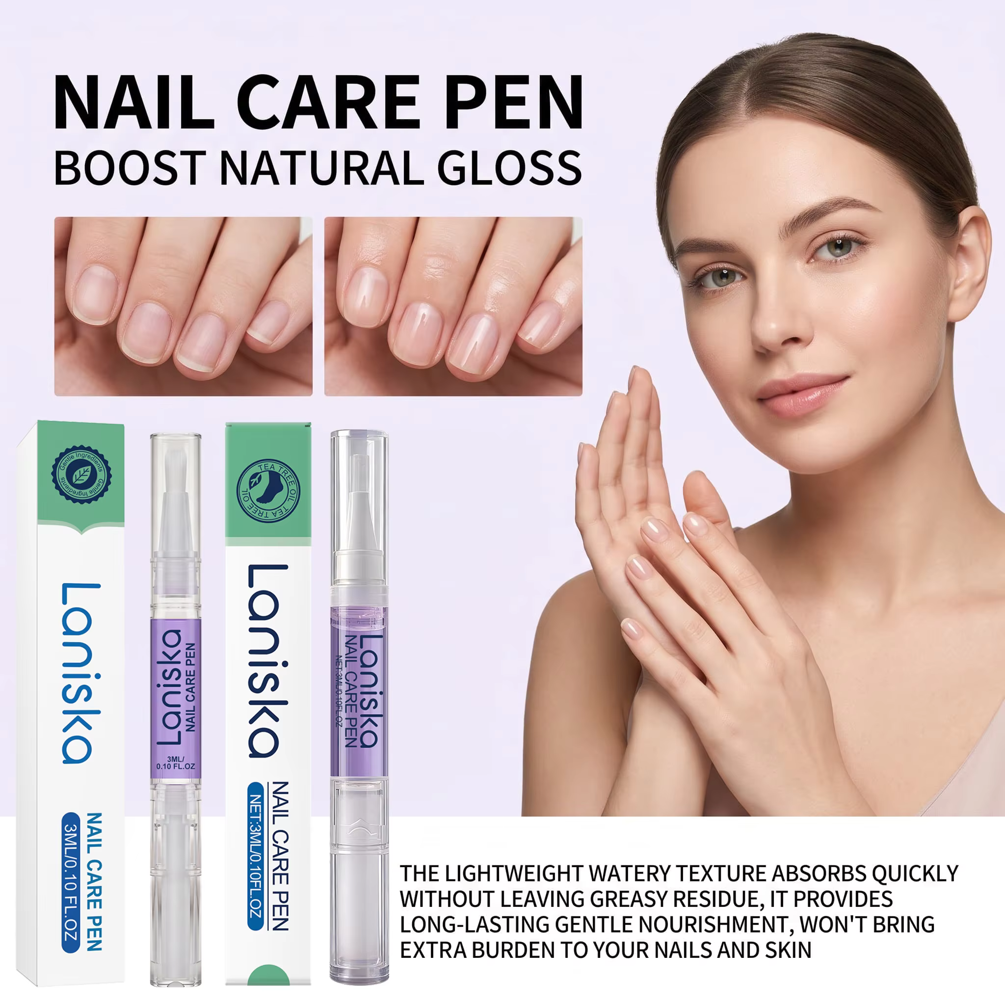 Huile nutritive pour ongles, soin fortifiant des ongles, stylo hydratant pour cuticules, prévention des fissures, brillance naturelle, outil de manucure portable