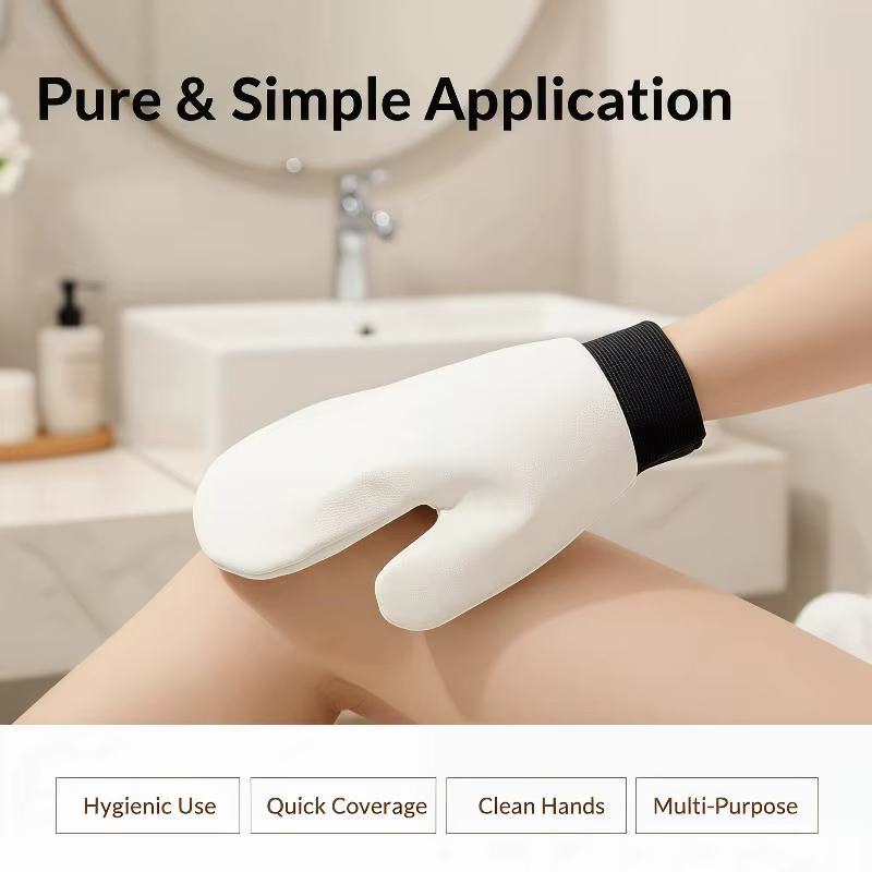 Gant applicateur de lotion auto-bronzante en cuir réutilisable