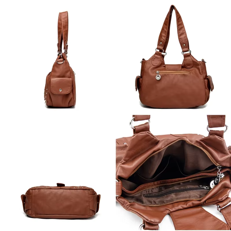 Sac à Main de Luxe en Cuir Souple Vintage pour Femme, Grande Capacité, Décontracté, à Bandoulière, de Voyage