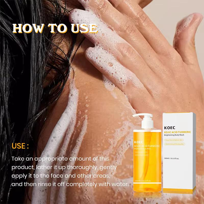 Gel Douche Corps et Visage à l'Acide Kojique et au Curcuma : Nettoyant Hydratant et Lissant pour une Peau Nette