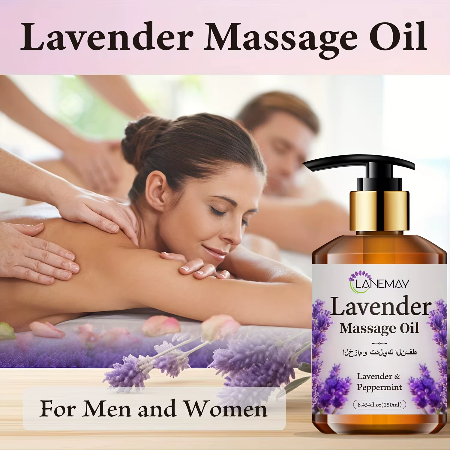 Huile de massage à la lavande et à la menthe poivrée