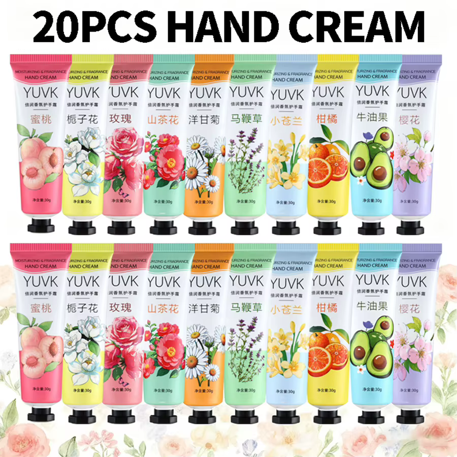 20PCS Crème pour les mains aux fleurs de fruits