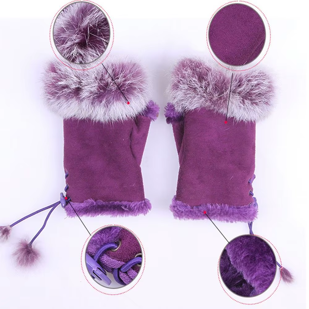 Gants en fourrure de lapin sans doigts pour femme, souples, colorés, doux, à la mode, pour l'hiver