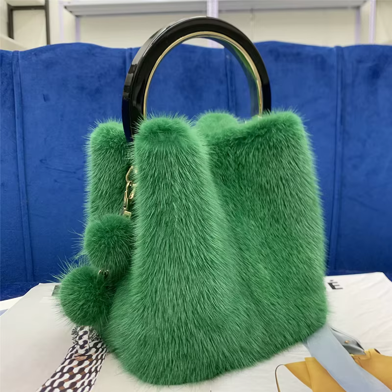 Sac à main en fourrure de vison naturelle pour femmes, sacs de luxe haut de gamme carrés en vraie fourrure avec poignée supérieure, sacs à bandoulière de grande capacité pour femmes