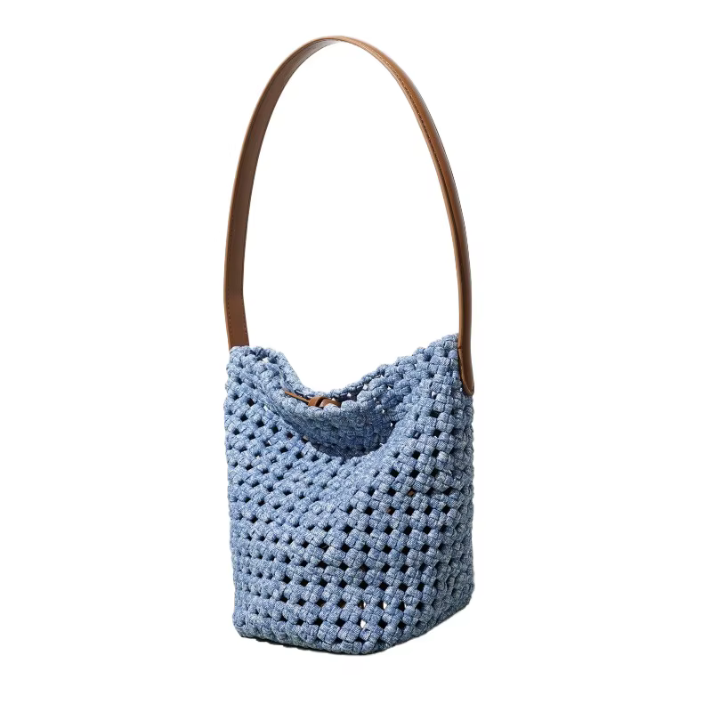 Sac seau tissé à la main pour femme, grande capacité, polyvalent, minimaliste, idéal pour les trajets quotidiens en ville