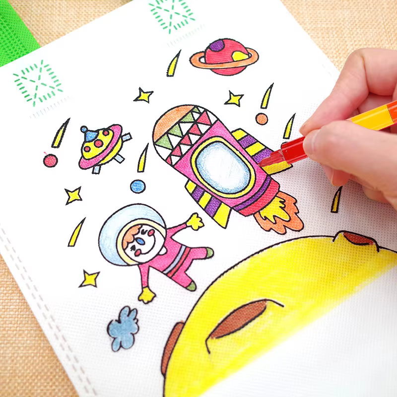 Sac à main Non tissé pour enfants, peinture Graffiti, jouets avec Crayons, sacs à dessin pour enfants, cadeau, matériel de Cognition des couleurs, TMZ
