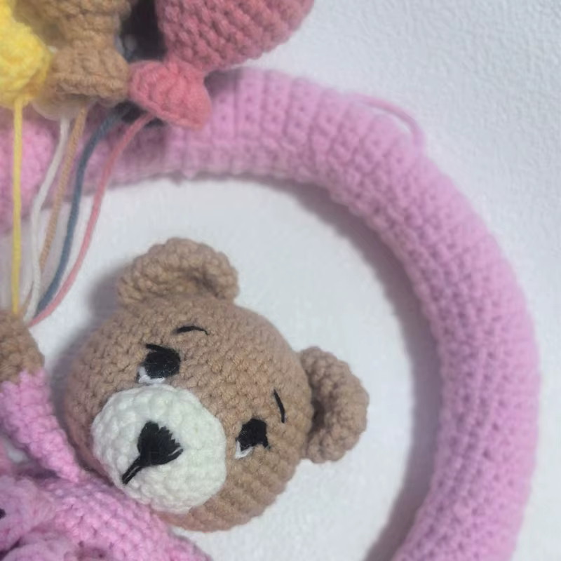 Ours ballon en Crochet fait à la main, décoration de maison en peluche Amigurumi mignonne, cadeau pour enfants, décoration de maison de fête d'anniversaire