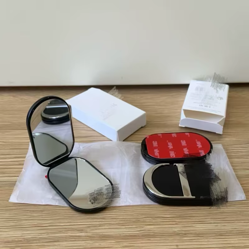 Miroir de maquillage avec support pour téléphone portable, miroir double face avec boîte