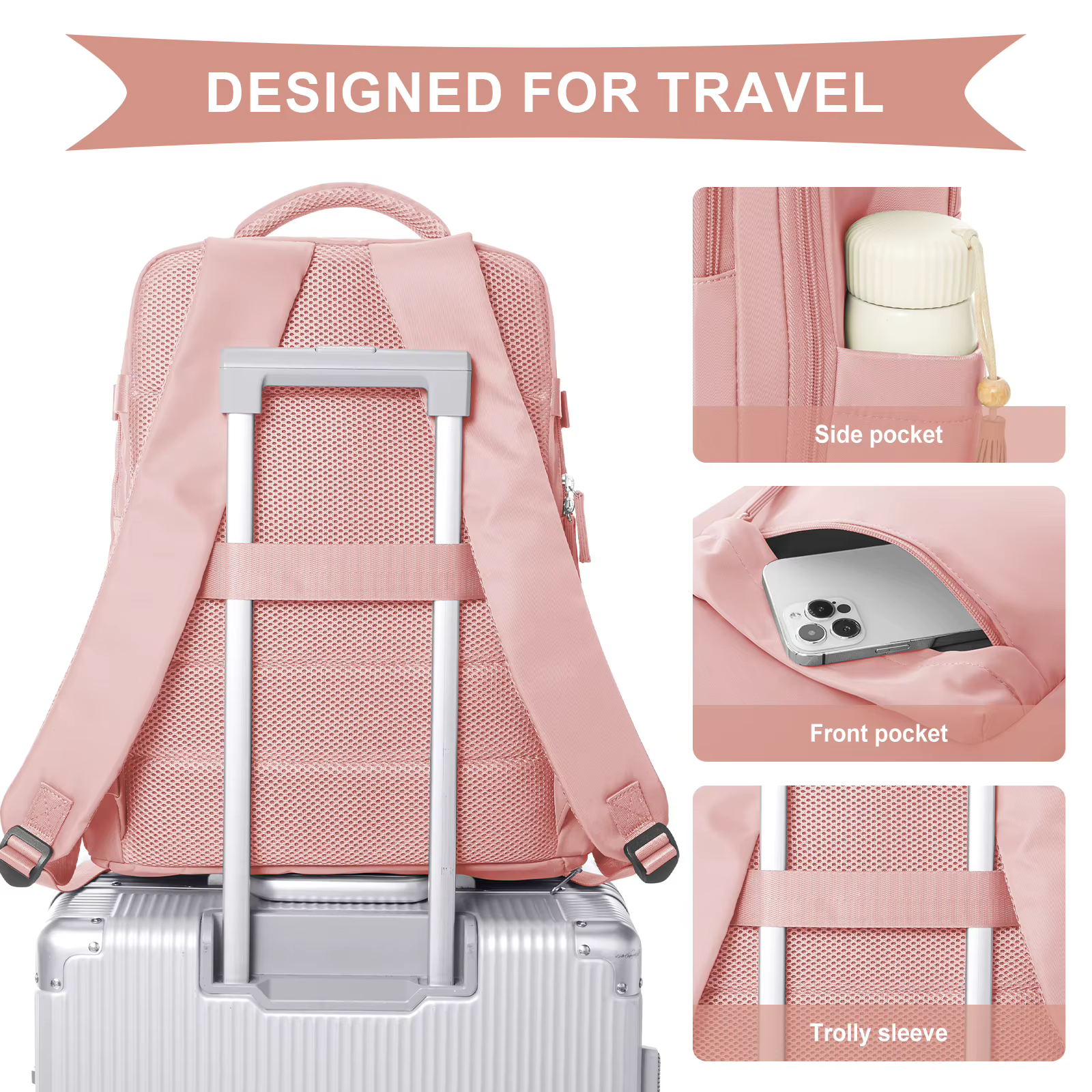 Lot de 3 sacs à dos de cabine Ryanair 40x30x20cm avec pompe manuelle et compression sous vide - Sac de voyage en nylon durable pour les courts séjours