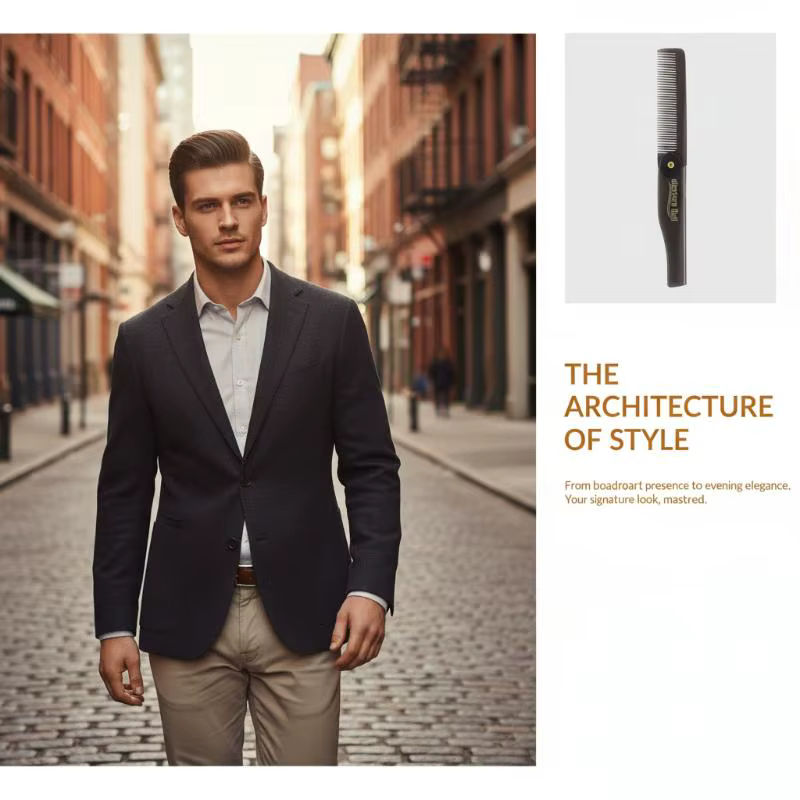 Peigne de poche pliable pour hommes