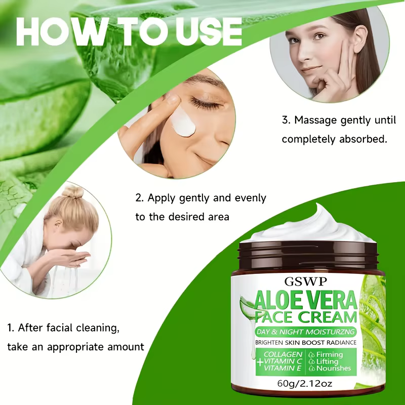 Crème hydratante à l'aloe vera GSWP. Hydrate jour et nuit