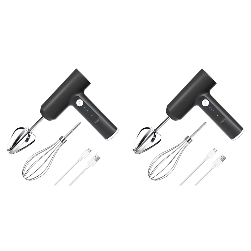 2X mélangeur à main électrique sans fil, mélangeur à main, Rechargeable par USB, mélangeur à main Portable pour la cuisson, pour Sauces, crème, Egg-AT64