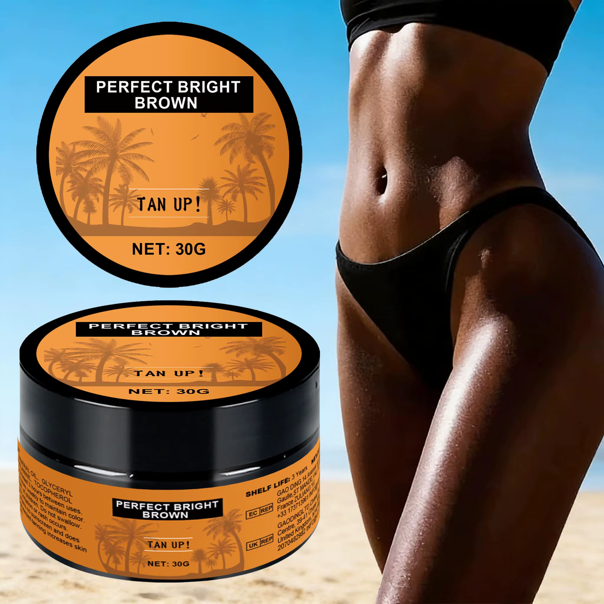 Crème auto-bronzante estivale sans soleil pour le visage et le corps
