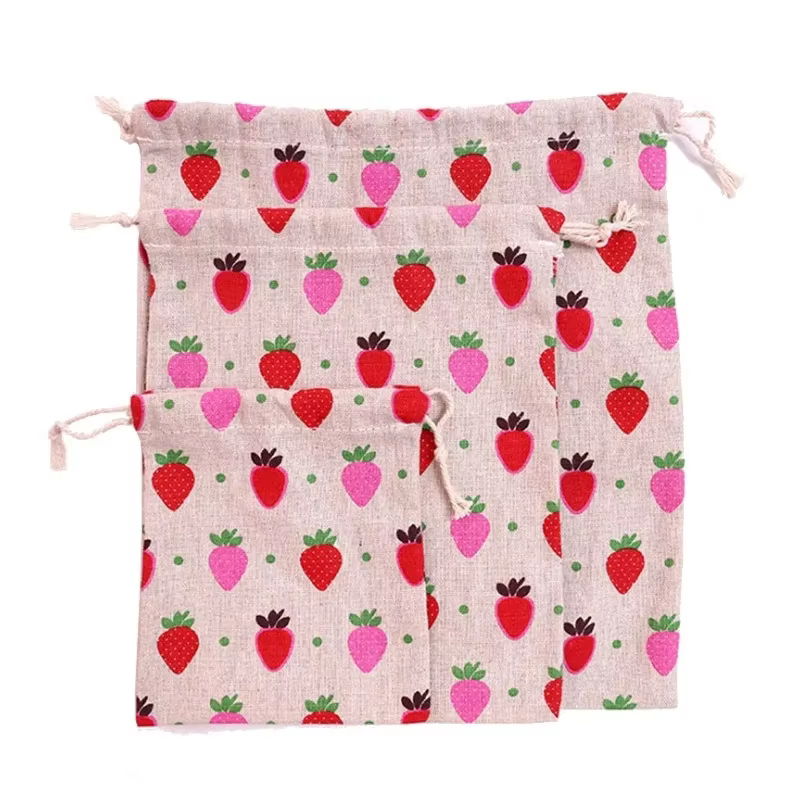 Sac de rangement en coton et lin pour jouets et friandises pour animaux de compagnie, pochette à cordon, sac de voyage mignon pour enfants, sac de rangement pour chaussures en tissu, trousse de maquil