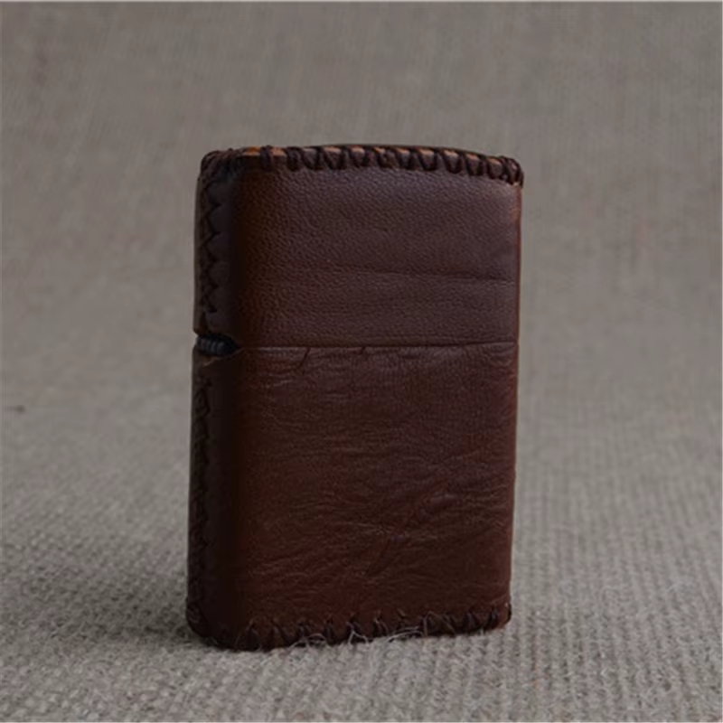 Manchon de protection Durable en cuir de vache cousu à la main, étui Simple pour housse de briquet Zippo