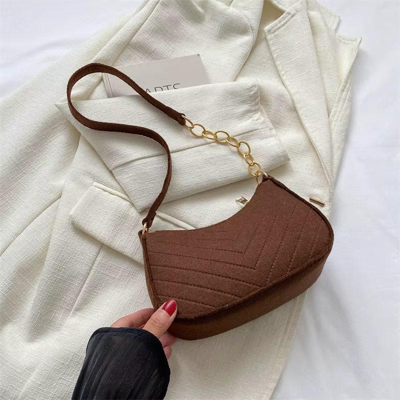 Mini sacs à bandoulière pour femmes, sac en feutre à la mode, Design avancé sous les bras, beaux sacs à main croissant, sacoche de selle 2025
