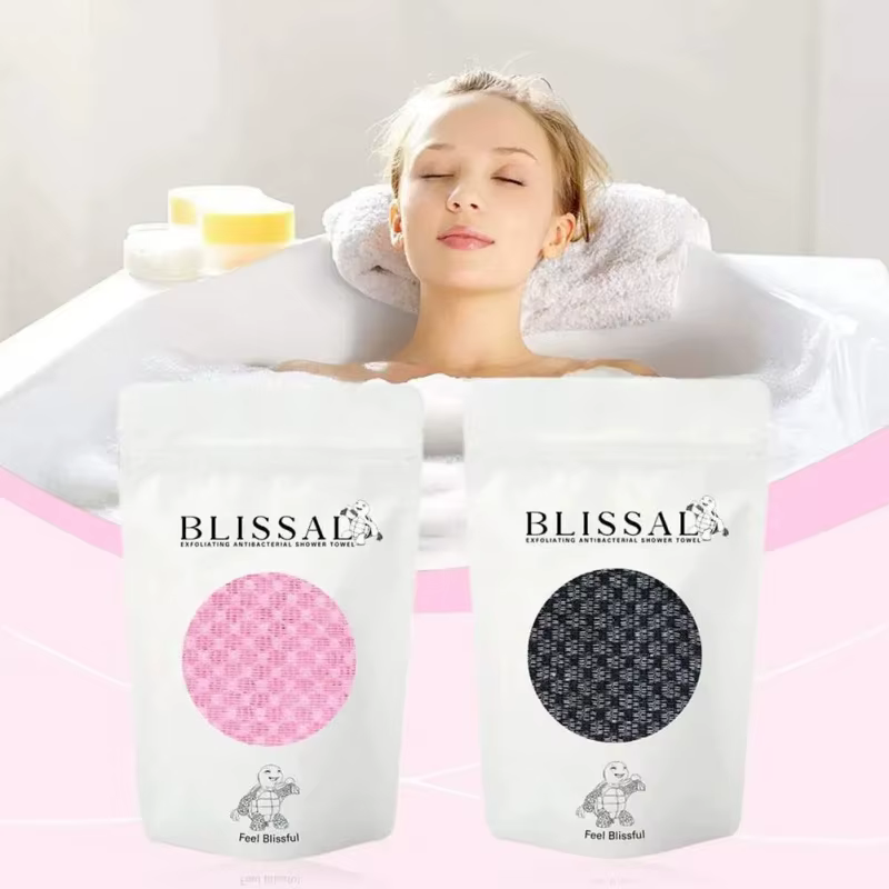 Gant de toilette exfoliant double face pour le dos