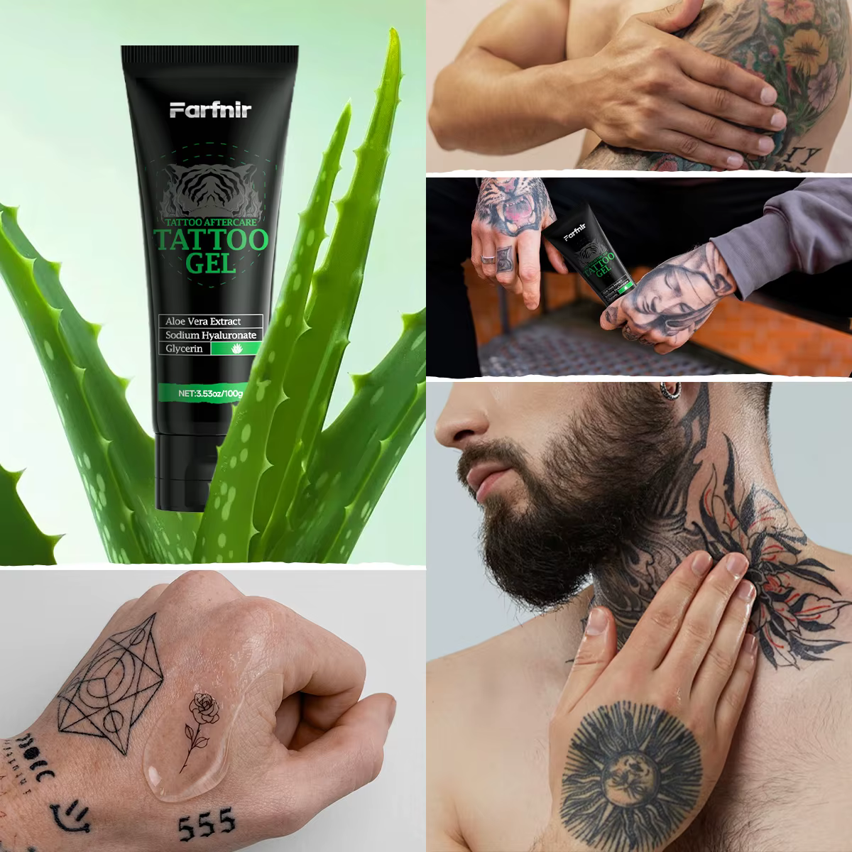 Le gel de tatouage 3, 53 oz/100 g convient à l'hydratation et à l'entretien en profondeur après