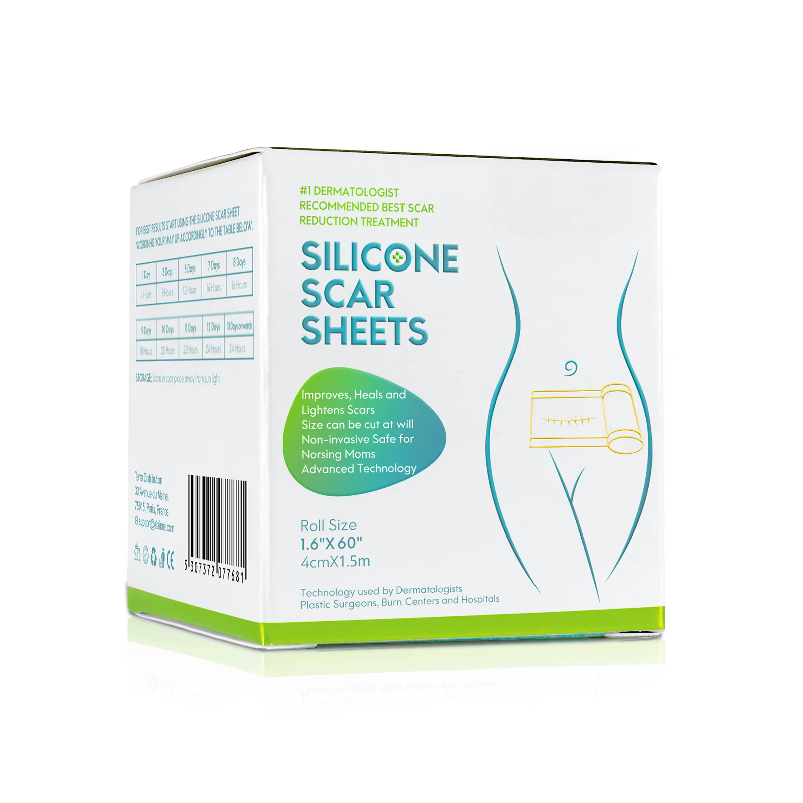 Feuilles de silicone pour cicatrices 4cm x 150cm
