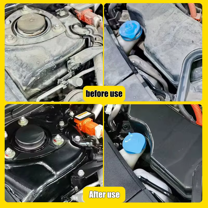 Nettoyant pour compartiment moteur de voiture, dégraissant et détachant pour taches d'huile moteur automobile, nettoyage sans eau, décontamination et dégraissage en profondeur