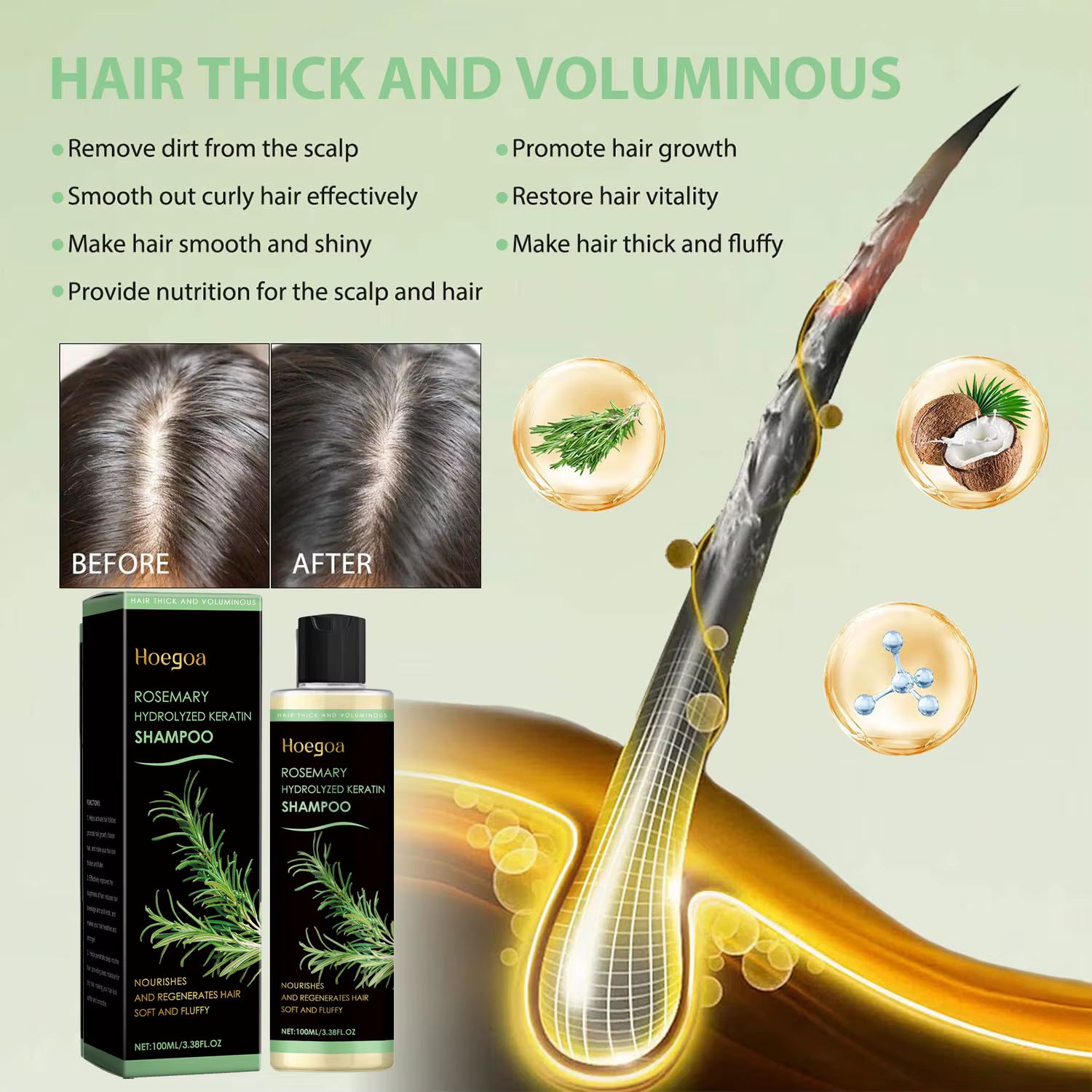 Shampoing pour la croissance des cheveux à l'huile de romarin