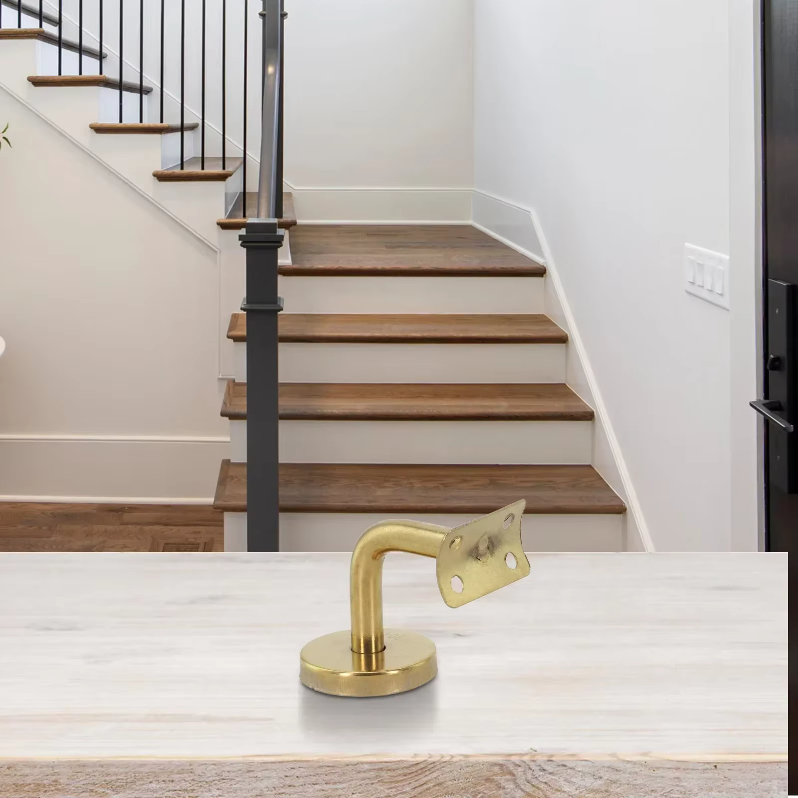 Support de bannister de main courante en acier inoxydable, rail d'escalier, quincaillerie de meubles montés au mur, 60x60mm, 1 pièce