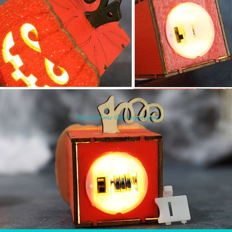 H7BF – lumières Led décoratives pour Halloween, décoration effrayante, lumière d'ambiance en bois, décoration fête