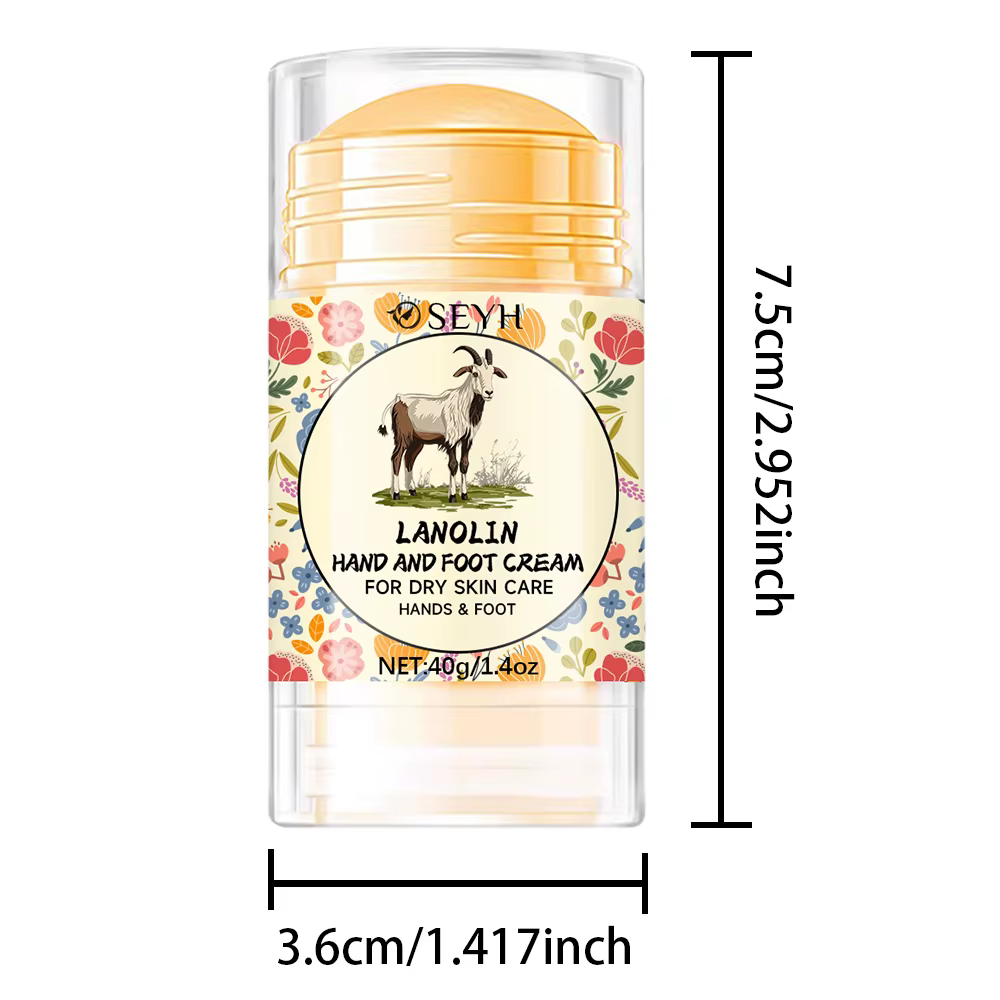 SEYH 40g Lotion pour mains et pieds secs et craquelés riche en laine graisse acide hyaluronique vitamine E hydrate la peau longue durée Portable