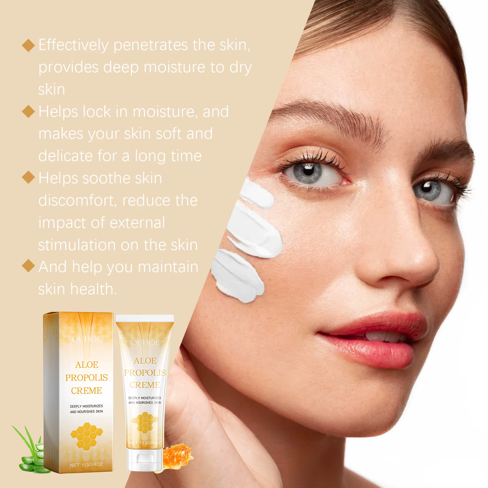 Crème hydratante à l'aloe vera et à la propolis