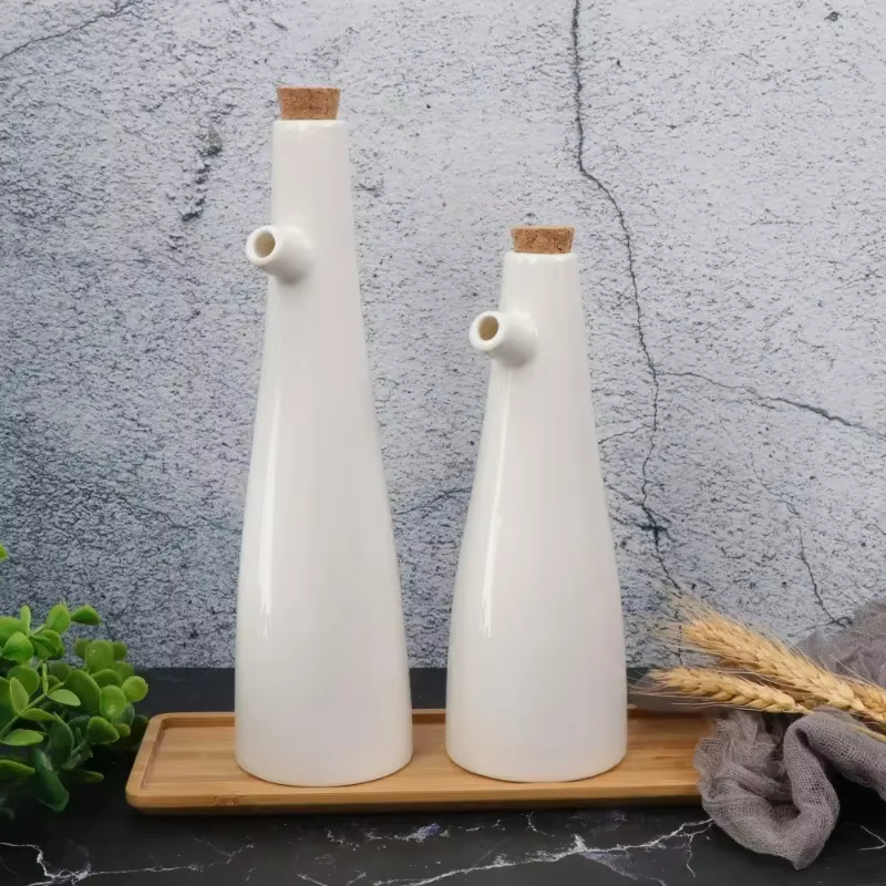 Pot d'huile d'olive en céramique, vinaigre, porcelaine, Sauce soja, bouteille de vinaigre, assaisonnement, bateaux à Sauce, outils de cuisine, bouteilles de rangement