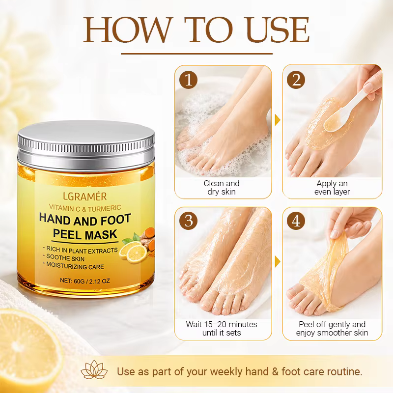 Masque pour les mains et les pieds à la vitamine C et au curcuma
