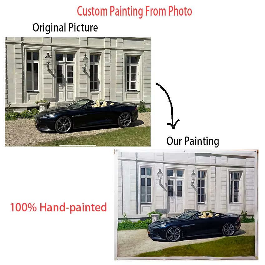 Peinture à l'huile personnalisée faite à la main sur toile, paysage abstrait, art mural classique, images d'animaux de compagnie, paysage décoratif, image de Portrait