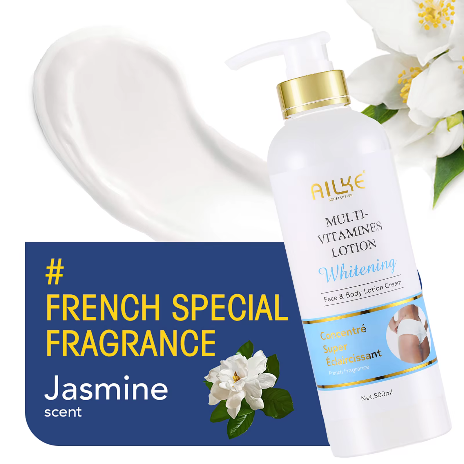 AILKE Crème blanchissante à l'huile de beurre de karité biologique