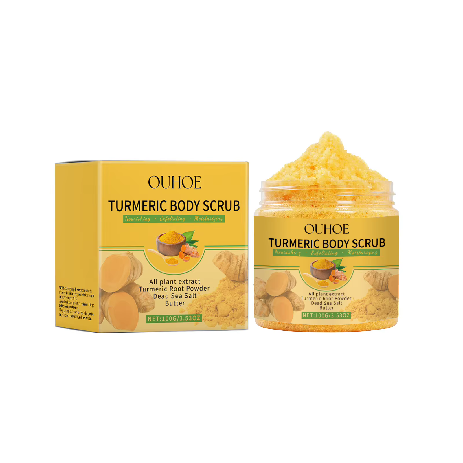 Curcuma Gommage Corporel pour Femmes Hommes Éclaircissant Exfolier Enlever La Peau Morte Pores Nettoyage Foncé