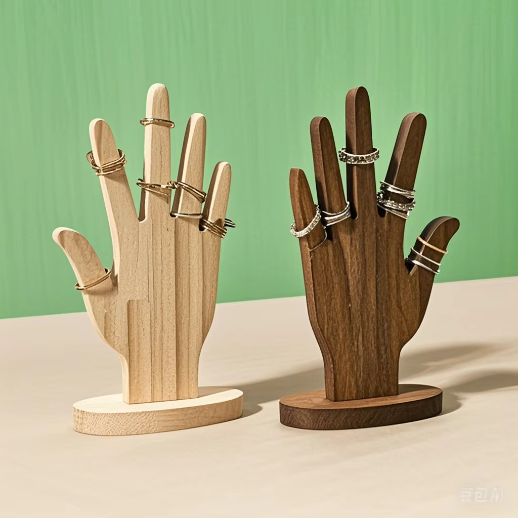 Présentoir à bijoux en forme de main, support multifonctionnel pour bijoux, présentoir de bracelet en forme de main, support en bois pour bagues, support de bague en forme de main