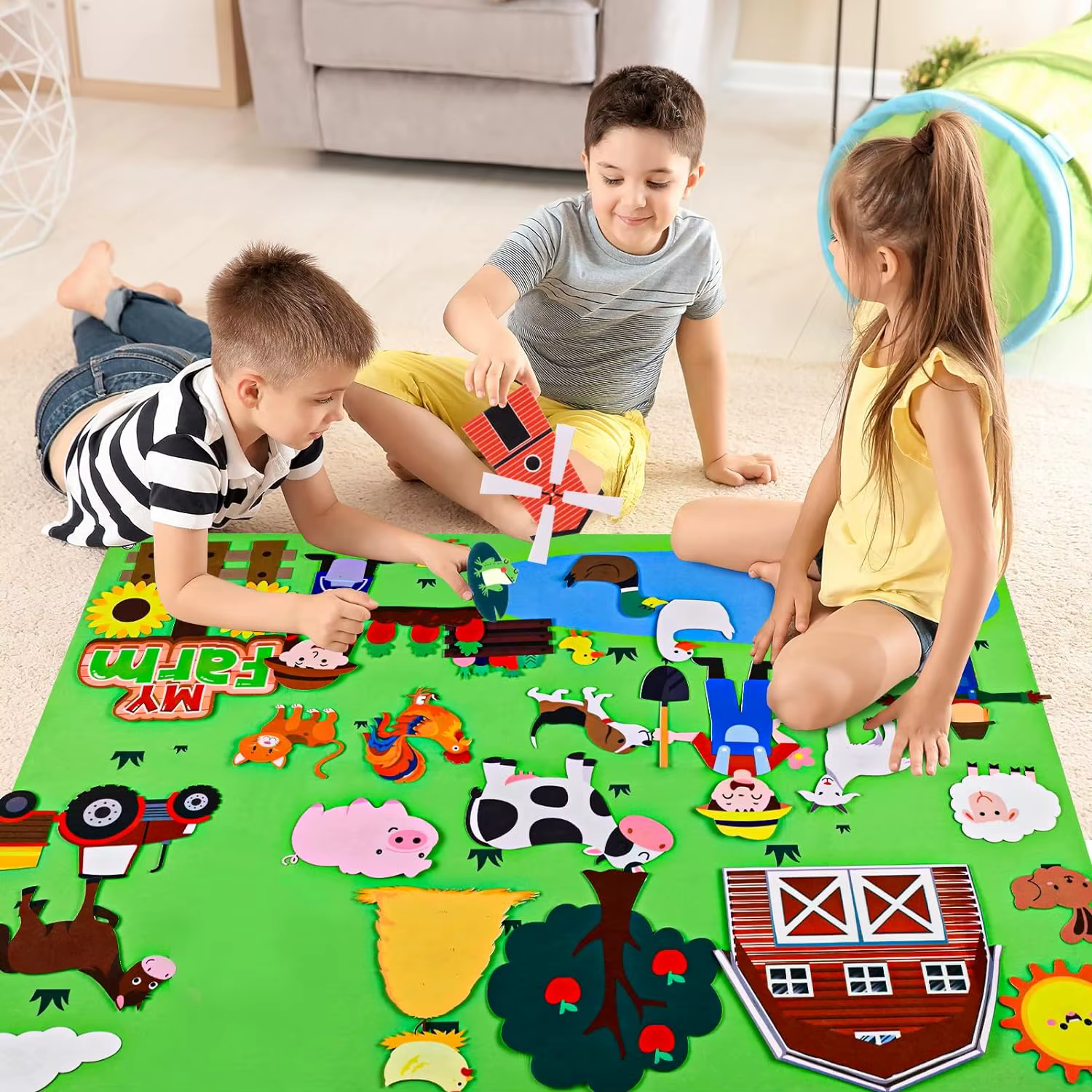 Animaux de ferme feutre histoire occupé conseil 4 en 1 thème conte de fées ferme mer Zoo véhicule apprentissage précoce interactif tenture murale cadeaux