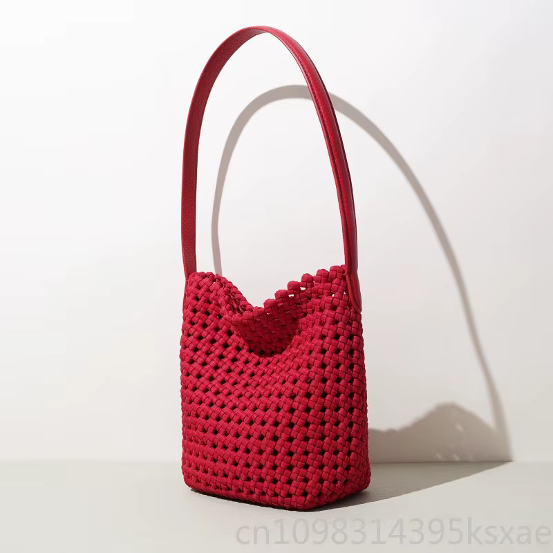 Sac seau tissé à la main pour femme, grande capacité, polyvalent, minimaliste, idéal pour les trajets quotidiens en ville