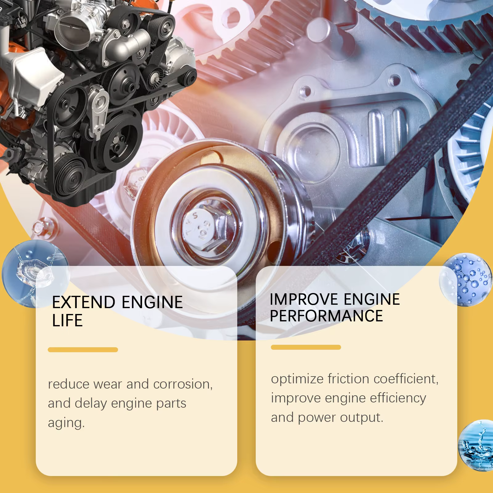 L'additif de Protection Anti-usure du moteur réduit la réduction du bruit de la friction, l'agent brûlant d'huile fort améliore l'efficacité du moteur